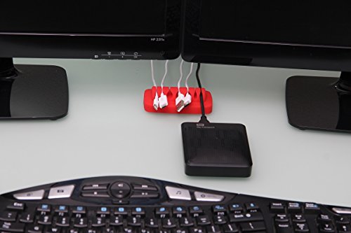 Heaviest Cable Organizer on the Market! Compact and Weighted Desktop Cord Holder and Cable Organizer, Eco-Friendly Silicone, No Bad Smell, Bundled with 4 Reusable Cable Ties! (Red) - color: Red, Standard