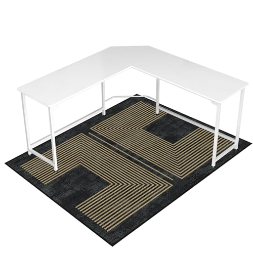 Office Chair Mat for Hardwood Floor&Tile Floor,48"X 60" Heavy Duty Desk Chair Mat for Hard Floors,Under Desk Rug for Rolling Computer Chair,Anti Slip,Low Pile Carpet Floor-Geo Black - color: Geo Black, size: 48"X 60"