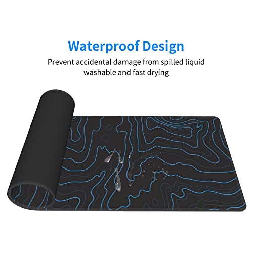 Topographic Contour Gaming Mouse Pad XL, Large Non Slip Rubber Mousepad, Stitched Edges Desk Pad, Long Extended Mice Pad,31.5'' X 11.8'' - color: Topographic Contour2