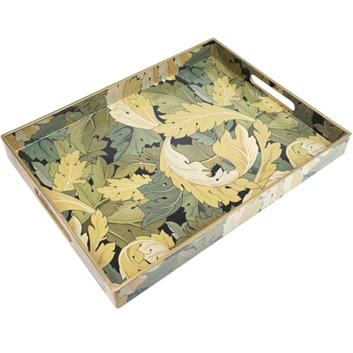 Spsyrine Serving Tray with Handles, Plastic Decorative Tray for Coffee Table, Living Room, Home Decor, Acanthus - color: Multi G