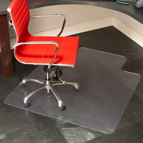 Staples Office Chair Mat, Clear Floor Mats with Lip, Hard Floors, Textured Underside, Extended Under-Desk Coverage, 48 x 36 Inch, Smooth Glide - size: 36" x 48", style: Hard Floor