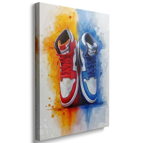 Ypxzzj Graffiti Sneaker Poster Canvas Wall Art for Boy’s Room,Trendy Sport Shoe Artwork for Gym Wall Decor,Hypebeast Shoe Picture for Home Decor Framed Ready to Hang (12''x16'') - color: sneaker01, size: 16"L x 12"W