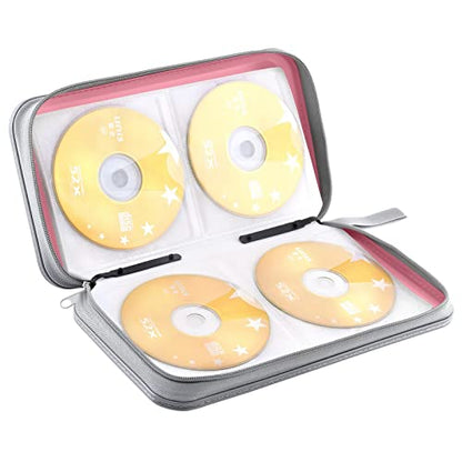DVD Case, Bivisen CD Case Holder Wallet Binder 96 Capacity CD/DVD Cases Storage Holder Binder Organizer Wallet Book for Car Home Travel (Light Pink) - color: Light Pink