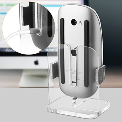 Acrylic Stand Base Compatible with Apple Magic Mouse 1 & 2 | Vertical Mount Holder for Charging Magic Mouse, Sturdy Acrylic Storage Organizer, Cable Not Included, Clear Stand Only - style: vertical style