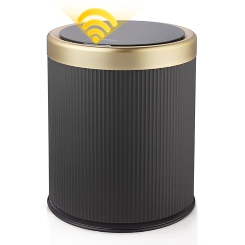 Smart Bathroom Trash Can Garbage Can with Lid, 2.8 Gallon Motion Sensor Trash Bin for Bathroom, Kitchen, Small Mini Trash Cans Black Automatic Diaper Trash Can-Dark Gray - color: Gray, size: 2.8 Gallon