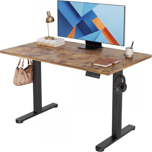 Claiks Electric Standing Desk 48 x 24 Inches, Motorized Sit Stand Desk with 3 Memory Presets & Cable Management, Spacious Ergonomic Computer Workstation for Dual Monitors & Gaming Setup, Rustic Brown - color: Rustic Brown, size: 48 Inch
