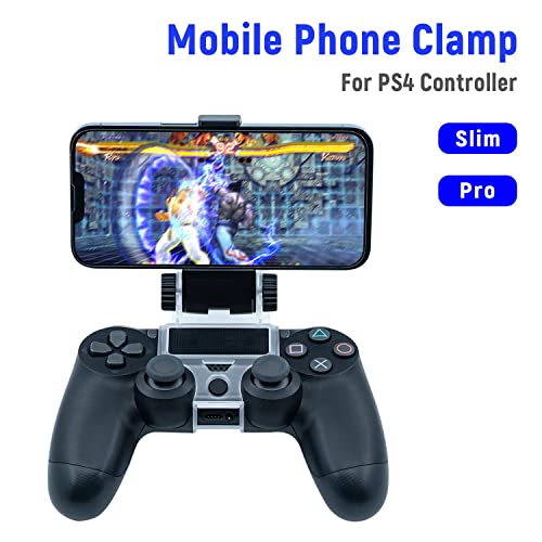 Mcbazel Phone Mount Clip for PS4 Controller, Smart Phone Holder Compatible with PS4 DualShock 4 Controller and iPhone, Android up to 6 Inch - Black