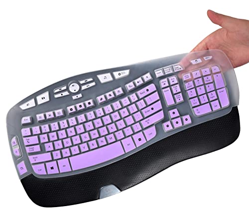 CaseBuy Keyboard Cover for Logitech K350, MK550, MK570 Wireless Wave Keyboards - Ultra Thin Protector, Ombre Purple - color: Ombre Purple