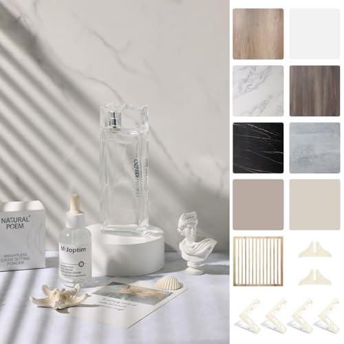 4PCS Double Sided Backdrop Boards, 16x16 inch Waterproof Photo Backdrop with 4PCS Board Brackets, 2PCS Pane Brackets, 1PCS 16x16 inch Window Shadow Pane for Food, Jewelry Photo Shooting - color: Marble/LightWall/EggshellYolk/BeanPasteBrown/Pane