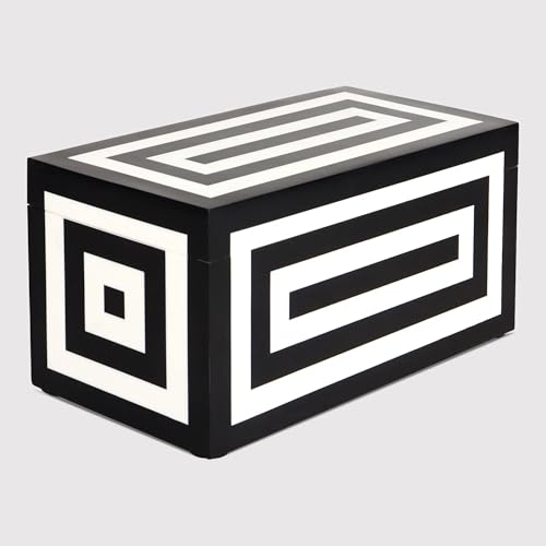 Handicrafts Home Decorative Organizer Box 10x5 – Large Keepsake Box with Lid, Modern Decorative Storage Box, Bohemian Coffee Table Décor, Jewelry & Memory Box, Decorative Accent Box for Home Décor - color: Concentric, size: 10 x 5 x 5 Inches