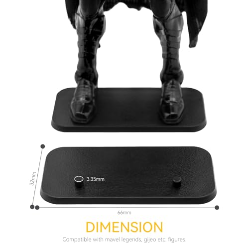 28PCS Action Figure Stand 6 Inch Display Bases with Peg Holder Accessories Compatible with Mavel Legends Series/GiJeo Classified Series/D C/Mo tu Models 1/12 Figures, Black Square - color: 28PACK Black(Square)
