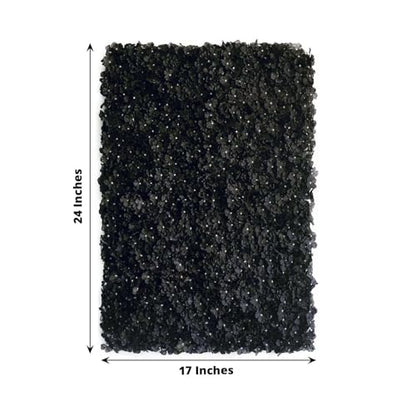 Efavormart Black UV Protected Hydrangea Flower Wall Mat Backdrop 4 Artificial Panels - 11 Sq ft. - color: Black