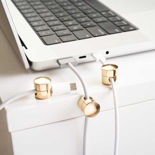ICONIT Cable Anchors for Desk Organization Gold | Premium Aluminum Cord Organizers | Charger + Cable Management Clips for Home & Office | Stylish, Sturdy, & Functional | (3 Pack) - color: Gold