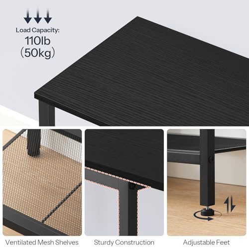 HOOBRO TV Stand with Charging Station to 55 Inches, LED Entertainment Center, Media TV Console Table with Open Storage Shelving for Living Room, Bedroom, Black BB122UDDS01 - color: Black