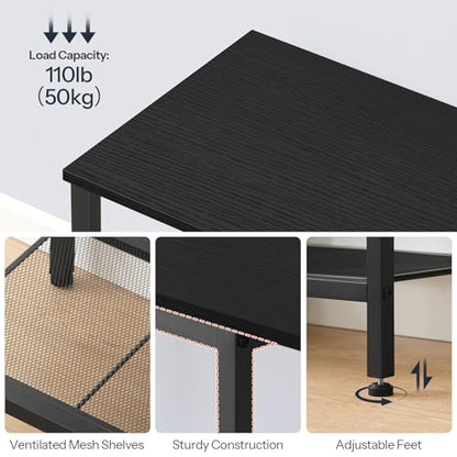 HOOBRO TV Stand with Charging Station to 55 Inches, LED Entertainment Center, Media TV Console Table with Open Storage Shelving for Living Room, Bedroom, Black BB122UDDS01 - color: Black