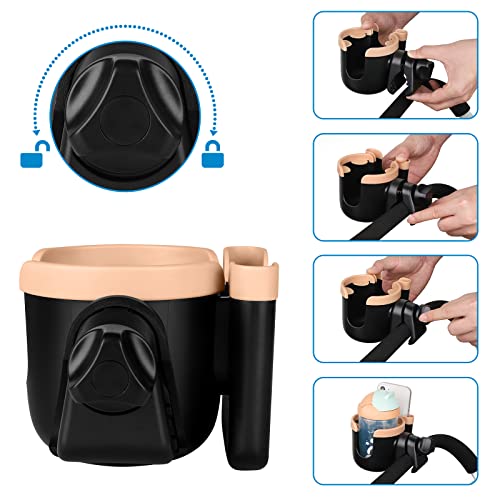 Accmor Stroller Cup Holder with Phone Holder, Bike Cup Holder, Universal Cup Holder for Uppababy Nuna Doona Strollers, 2-in-1 Cup Holder for Walker, Wheelchair, Scooter - color: Mix Pink