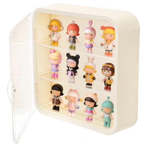 AVLA 2 Pack Display Case for Figures, 3 Tiers Clear Acrylic Doll Storage Box, Wall-Mounted Collectibles Display Stand, Minifigure Showcase with Magnetic Door for Mini Toys, Action Figures, Dust Proof