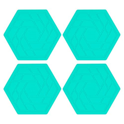Silicone Drink Coasters Set of 4,Flexible & Heat-Resistant - Perfect for Home Decor & Table Protection (Aqua Saltwater 4)
