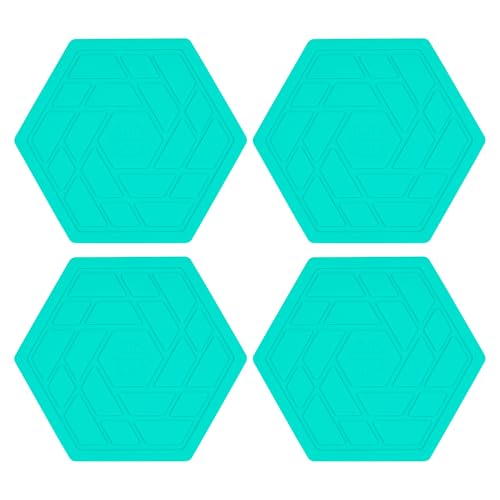 Silicone Drink Coasters Set of 4,Flexible & Heat-Resistant - Perfect for Home Decor & Table Protection (Aqua Saltwater 4)