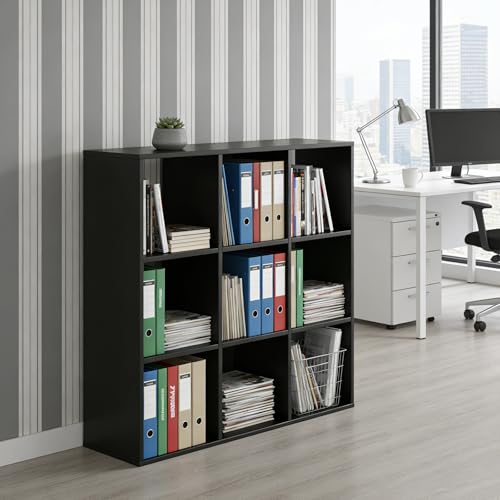 9 Cube Storage Organizer, Reversible Bookcase Shelf, Open Cube Bookshelf, Large Modern Storage for Living Room, Bedroom & Office, Black - color: Classic Black, size: 9-Cube