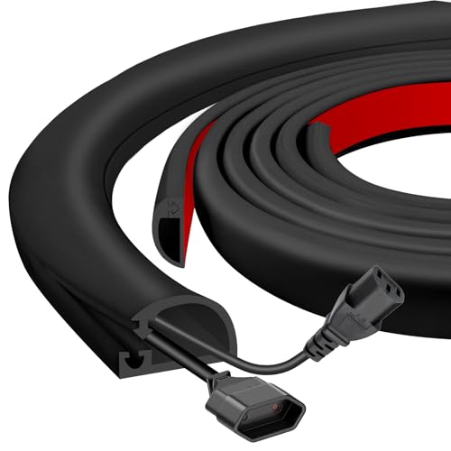Silicone Wall Wire Hider, Side Open Wire Covers for Cords on Wall, 20FT Self-Adhesive Flexible Cord Hider for Mounted TV, Home Office, Cavity 0.63" W x 0.31" H - color: Black, size: 20 FT