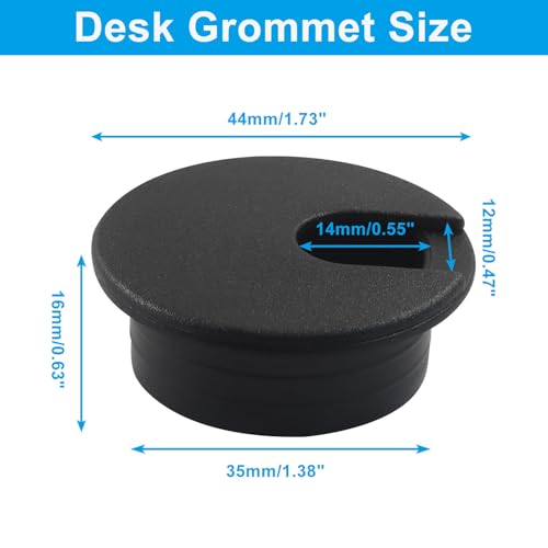 Piutouyar 4 Pcs 1-3/8 Inch Black Desk Grommet, Plastic Cable Hole Cover Desk Wire Cord Organizer for Office Equipment, Computer Table - color: Black, size: 1-3/8 Inch