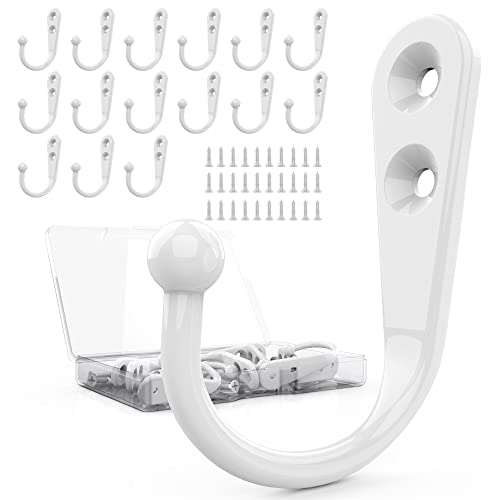 ZAYBOD 15 Pack White Hooks for Hanging - Heavy Duty Zinc Alloy Wall Mounted Hook for Home Organization - Modern Matte White Coat Hook for Entryway, Bathroom, Bedroom & Kitchen - color: 15PCS + White Hook