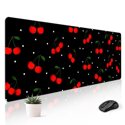 Mousepad Desk Mat Gaming Large Keyboard Cute Office Desktop Computer Laptop Cherry XXL Long Giant Big Kawaii Aesthetic Girly Pretty Design Women Girl Gamer Oversized Wide 30x12'' Mousepad - color: Cherry