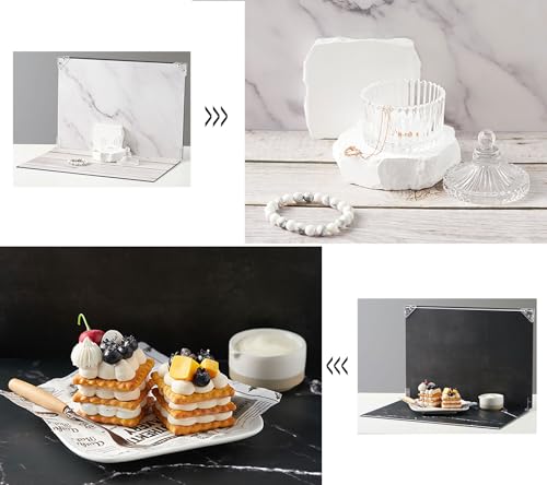 BYSTONE Product Photography Backdrops Kit, 8 Pcs 16 Patterns Photo Backdrop Board, 16.5 x 11.7 in Tabletop Background for Food Jewelry Cosmetics, Small Product Photoshoot Props