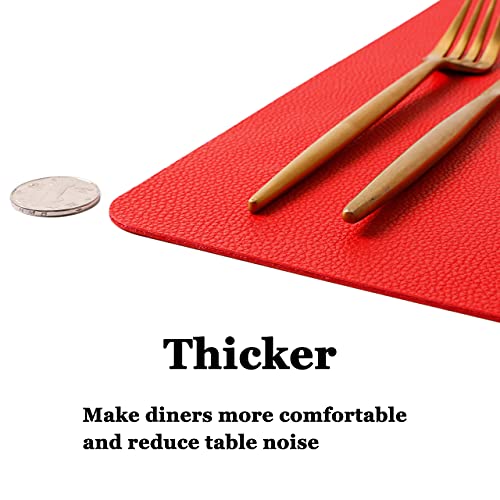 Wipeable Placemats Leather Table Mats Waterproof Heat-Resistant Easy to Clean for Dining Table Set Kitchen Table (4, Red) - color: Watermelon Red, size: set of 4
