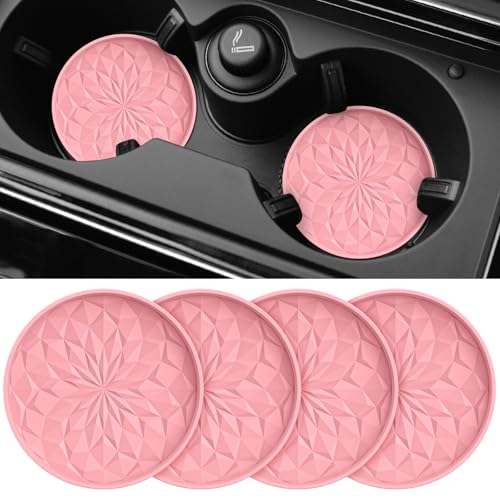 ME.FAN Car Coasters for Cup Holders [4 Pack] - 2.75In Silicone Auto Mug Mats - Universal Non-Slip Recessed Car Interior AccessoriesPink - color: 4pack-pink