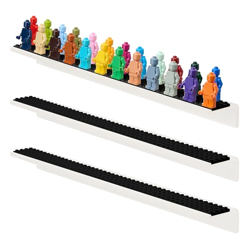 Tapeera 3-Pack Minifigure Display Shelves Compatible with LEGO, Acrylic Floating Shelf with Baseplate Studs, Building Bricks Wall Mount Organizer for Kids Room (Black, Floating Shelves) - color: Black Baseplates, size: Floating Shelves