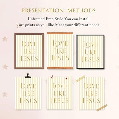 LARTSFRO Coquette Yellow Bow Jesus Wall Art Decor Posters, Butter Yellow Bow Christian Room Bedroom Bathroom Dorm Wall Art Decor Aesthetic for College Teen Girls Gifts, Inspirational Bible Verses Bow Wall Decor, 10x8 Inch Set of 4 Bow Pictures(UNFRAMED) -
