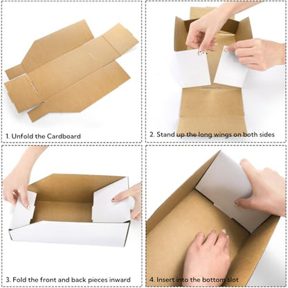 Tlence 35 Pack Cardboard Storage Bins, 12" x 6" x 4.5" Corrugated Open Top Box, White Pantry Shelf Organizer Bins for Parts Snacks, Ideal for Garage Warehouse Home Packing Moving, Easy Assembly