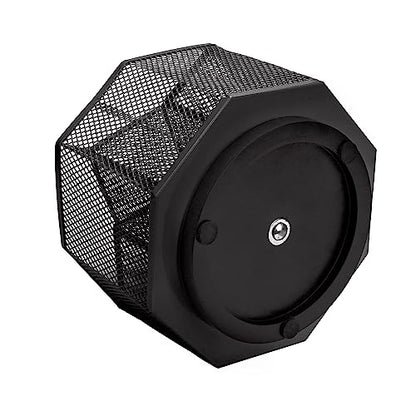 Annova Mesh Desk Organizer Rotate with 5 Compartments Spinning Tidy Candy/Pen Holder Office, Art Supply, Storage, Classroom, Home (Black) - color: Black