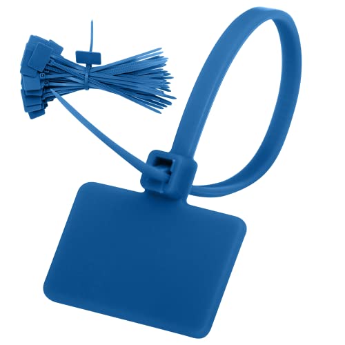 Wire Label Ties Tag for Packing & Cable Labels – 50 Pack Heavy Duty Zip Ties for Cord Management, Packages, Gardening, Home & Office Organization & DIY Projects (Blue) - color: Blue