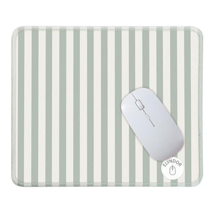 Mouse Pad for Desk with Stitched Edge, Premium Cute Washable Mouse Pads. Computer Mousepad with Non-Slip Rubber Base, Mousepads for Laptop, 9.25x7.75x0.12 inch (Green Stripes) - color: Green Stripes