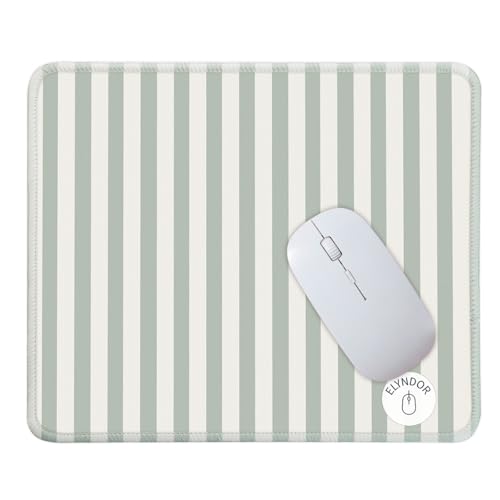 Mouse Pad for Desk with Stitched Edge, Premium Cute Washable Mouse Pads. Computer Mousepad with Non-Slip Rubber Base, Mousepads for Laptop, 9.25x7.75x0.12 inch (Green Stripes) - color: Green Stripes