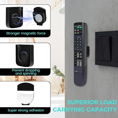 6-Piece Magnetic Remote Control Holder Wall Mount - Self Adhesive Suitable for Tv Backside as Well as Tv Fan and Air Conditioner Remote Controls - color: Black