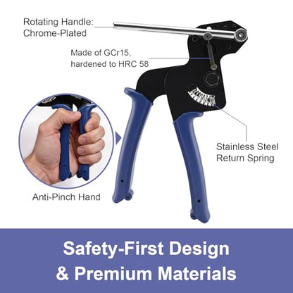 Metal Zip Ties Cutter, Stainless Steel Cable Tie Gun with Tensioning Installation Cutting Tool for Self-Locking Stainless Zip Ties with Free Zip Tie Release Tool, Dual-Hand Operation - style: Dual-Hand Operated