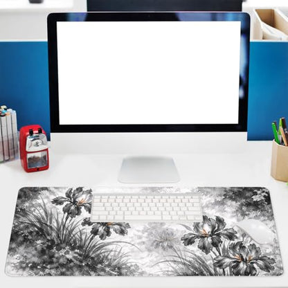 Ink Flower Gaming Mouse Pad Dark Aesthetic XL Mouse Pad Large Mousepad Extended Laptop Keyboard Mat Gaming Desk Pad Mouse Mat Office Computer Keyboard Laptop 31.5"x11.8" - color: Ink Flower, size: 31.5L x 11.8W inches