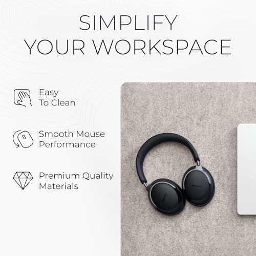 Nordik Large Felt Desk Mat – Stone Oat Beige – 35 x 17 inch – Computer Desk Mat – Keyboard and Mouse Pad – Large Desktop Felt Pad - color: Stone Oat