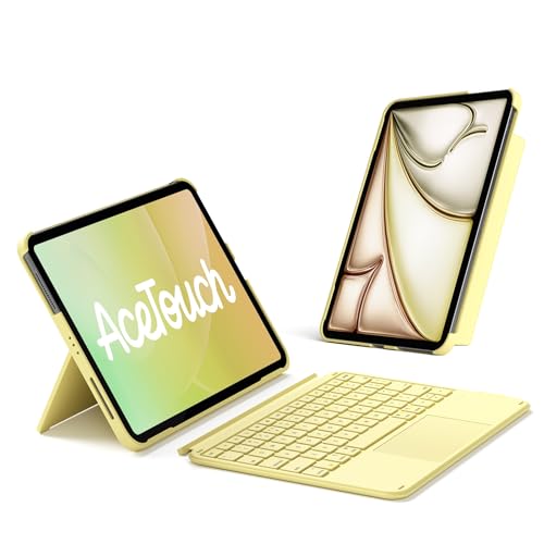 Inateck for iPad (A16) 11th/10th Gen 450g Ultralight Keyboard Case, Air 11" 2026 M4 /M3/M2, Air 5/4th, Pro 11 4/3/2/1th,1 Second Magnetic Detachable Keyboard with Touchpad, AceTouch, Yellow - color: Yellow