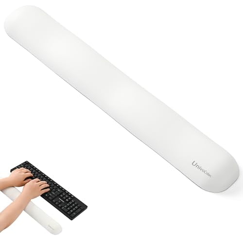 UnivoColors Design-Wave Keyboard Wrist Rest, Artificial Sheepskin+Memory Foam+Ergonomic+Anti-Slip Gel, Resilience Support During Work and Gaming,Keyboard Accessory,White - color: Kr_white, style: Keyboard Wrist Rest