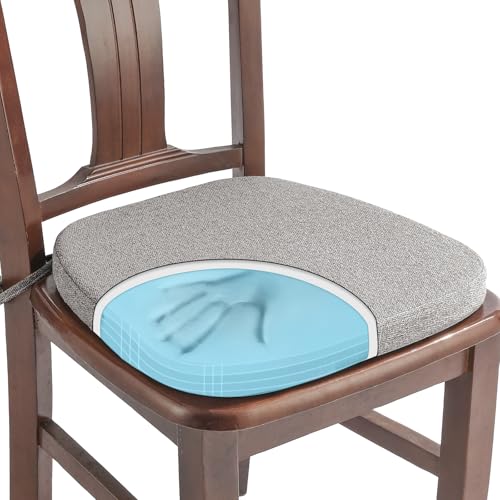 SINOSSO 1 Pack Memory Foam Chair Cushions for Dining Chair, Friendly Woven Fabric 16" U-Shape Comfortable Kitchen Chair Pad, Removable Slip Resistant Seat Cushion (1 Piece, Light Grey) - color: Light Grey