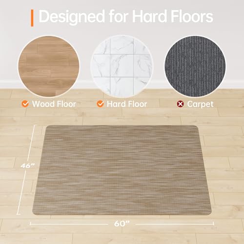 Office Chair Mat, 46" x 60" Computer Chair Mat for Hardwood Floor, Non-Curve Anti Slip Hard Floor Protector for Rolling Chair, PVC Mat Desk Rug for Home Office - color: Dark Brown, size: 46" x 60" Rectangular