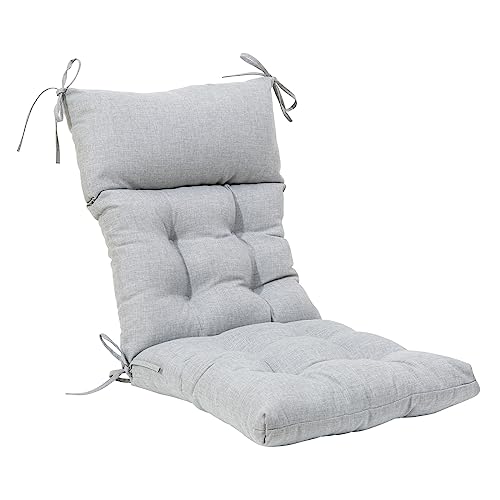 QILLOWAY Outdoor Rocking Chair Cushions Set of 2, 100% Polyester Waterproof Patio Rocking Chair Cushion, High Back Weatherproof Chair Pad for Adirondack & Outdoor Furniture, Gray,White - color: Silver/White