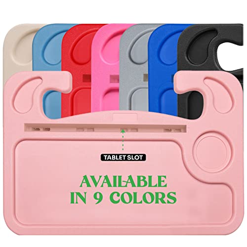 lebogner Steering Wheel Tray, Car Tray for Eating, Hook On Steering Wheel Desk for Food, Laptop and Car Accessories, Car Road Trip Must Haves Gadgets Car Table (Light Pink, with Tablet Slot) - color: Light Pink, With Tablet Slot