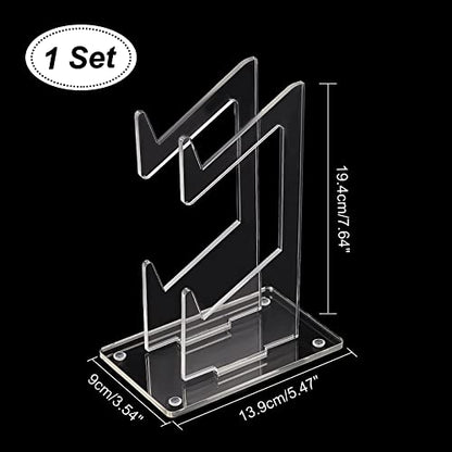 AHANDMAKER Universal Dual Controller Holder, Transparent Acrylic Game Controller Display Stand, Detachable Gamepad Desktop Stand for Display and Organization, Double-Layered