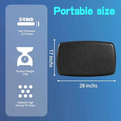 Large Comfort Standing Desk Mat (17"x28") - 3/4 Thick PU Foam Anti Fatigue Foot Massage Mat with Acupressure Points, Non-Slip Waterproof Easy Clean Kitchen Floor Mat for Office Home - size: 28"L x 17"W x 0.8"Th